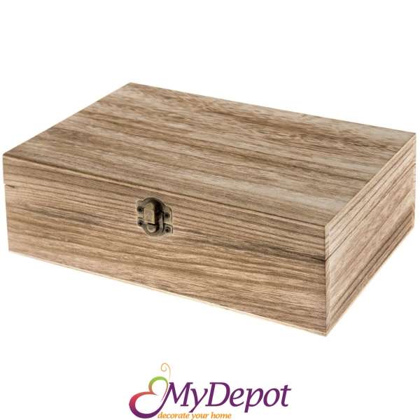 Дървена кутия, натурал,24х16х8 см