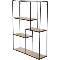 Метален стелаж за стена с дървени полици, 36х10х56 см Метален стелаж за стена с дървени полици, 36х10х56 см