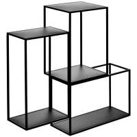 Метален стелаж, черен, 65х20х60 см