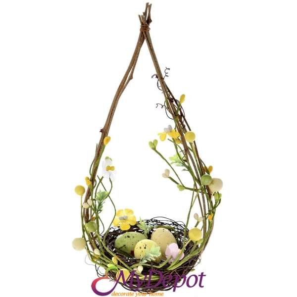 Плетено висящо гнездо с яйца, лила, 25 см