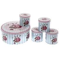 Метални кутии рози, к-т 5 бр.,  Ф22х10/9х9 см