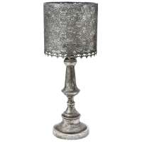 Метален свещник, лампа , състарено сребро, 21х21х55 см