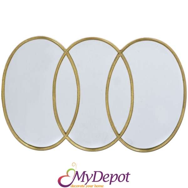 Метално огледало, злато, 106х70 см