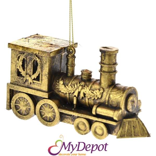 Висулка локомотив, злато, 7 см