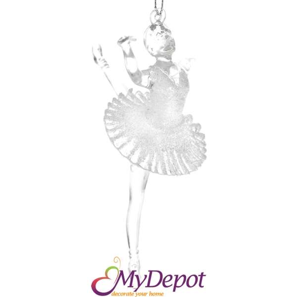 Висулка балерина, прозрачно бяло , 14 см
