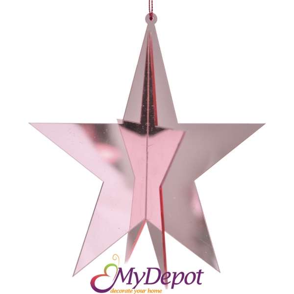 Висулка звезда 3D, розова, 12 см