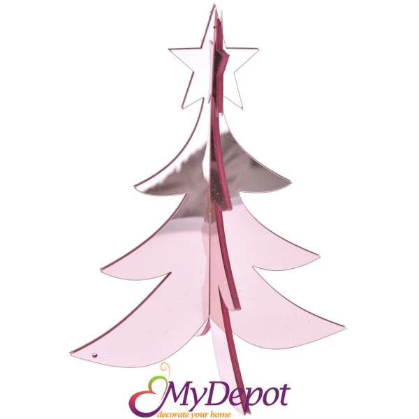 Настолна елха 3D, розова, 20 см