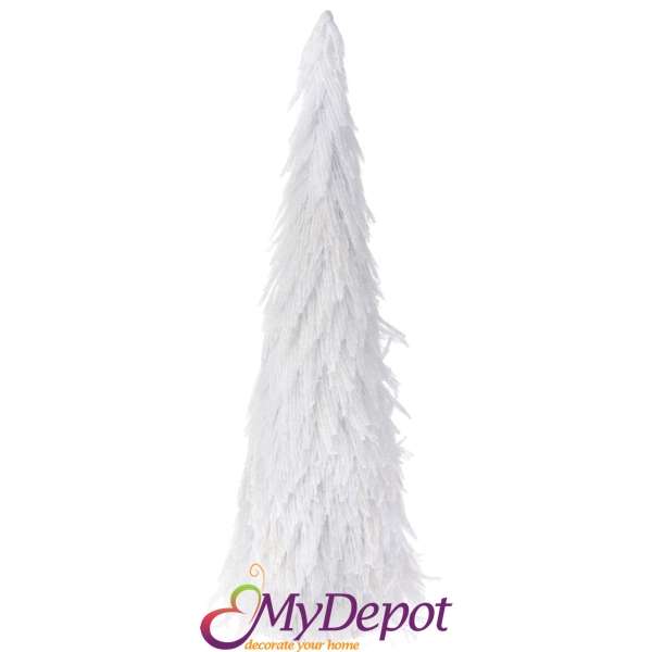 Декоративна елха конус, бяла, 18х63 см