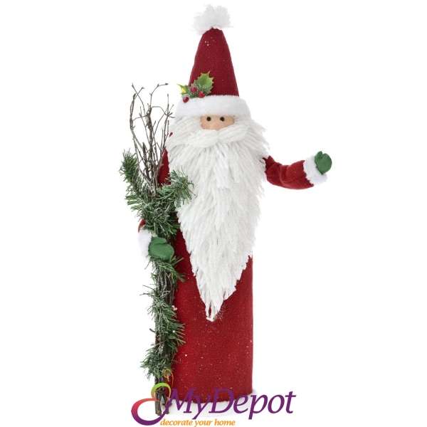 Дядо Коледа с клонка, червен, 20х8х63 см