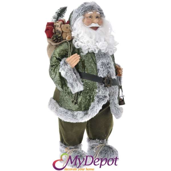 Дядо Коледа със зелен кожух, 120 см