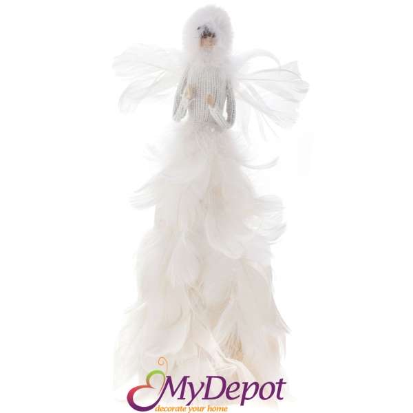 Жена с рокля от бели пера, 15х35 см