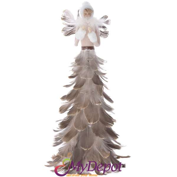 Жена с рокля от натурални пера, 23х51 см