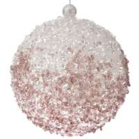 Висяща топка от мъниста, бяло и розово, Ф 12 см