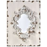 Огледало с антина дървена рамка, бяло, 76х100 см Огледало с антина дървена рамка, бяло, 76х100 см