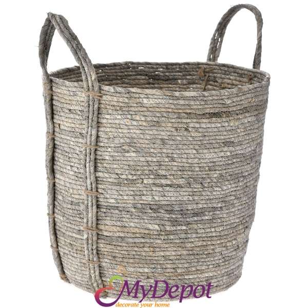 Плетена кошница от морска трева, сива, 36х36 см
