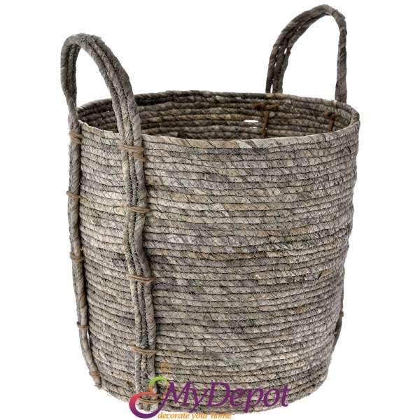 Плетена кошница от морска трева, сива, 30х30 см