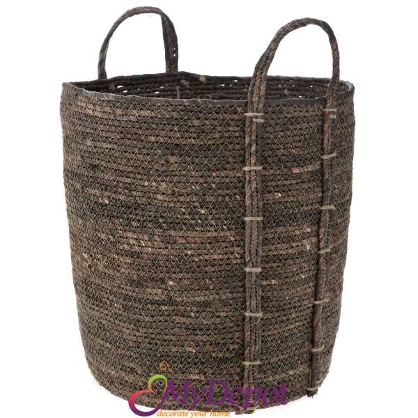 Плетена кошница от морска трева, кафе, 40х40 см