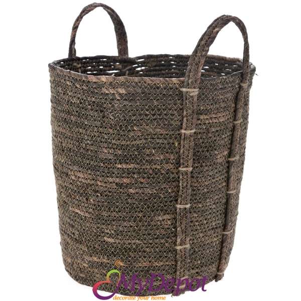 Плетена кошница от морска трева, кафе, 36х36 см