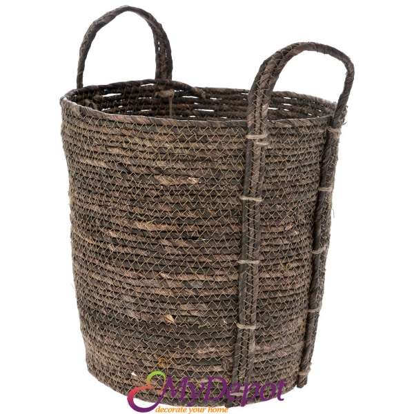 Плетена кошница от морска трева, кафе, 30х30 см