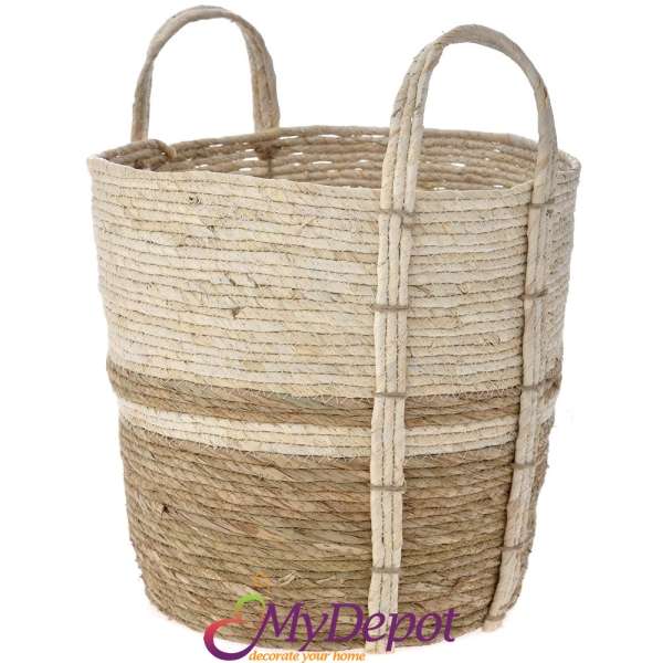 Плетена кошница от морска трева, беж, 36х36 см
