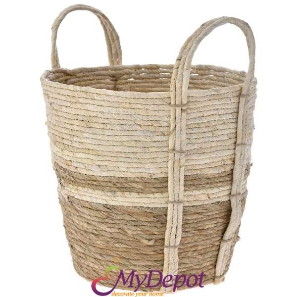 Плетена кошница от морска трева, беж, 30х30 см