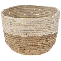 Плетена кашпа  от морска трева, беж, 25х18 см