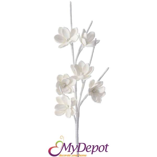 Клонка с цветя от фломиран, бяло