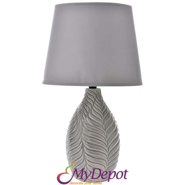 Настолна лампа с керамична основа, сива, 43 см