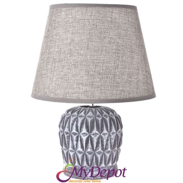Настолна керамична лампа, сива, 30 см