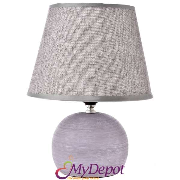 Настолна керамична лампа, св.сива, 30 см