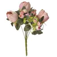 Изкуствен букет от рози, розов