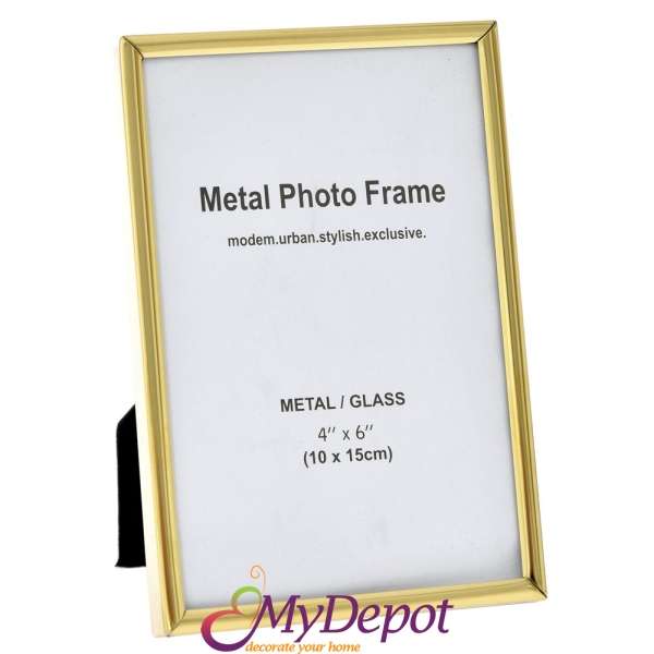 Метална рамка за снимки, злато, 10х15 см
