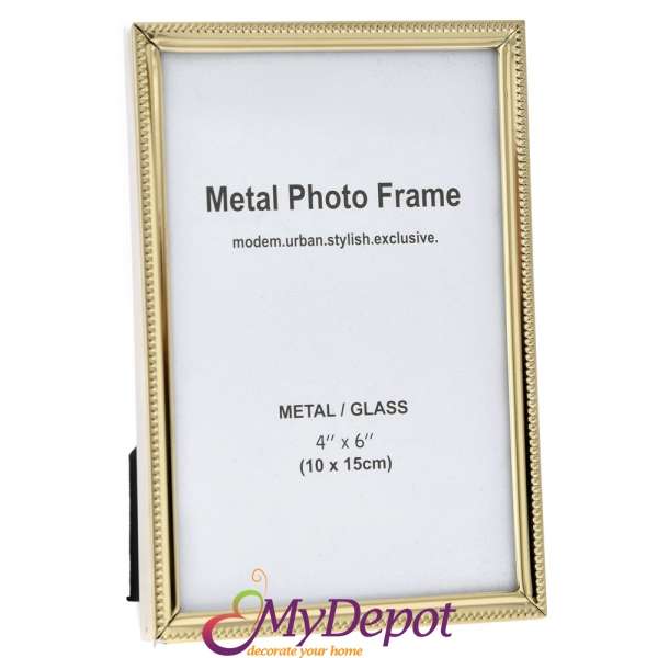 Метална рамка за снимки, злато, 10х15 см
