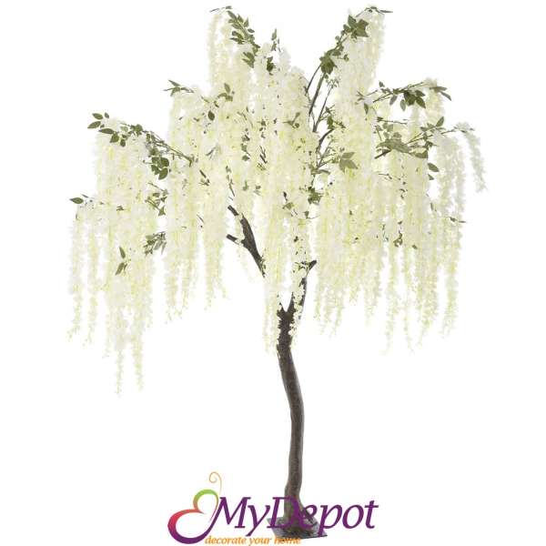 Изкуствено дърво с бели каскадни цветове, 2,70 М