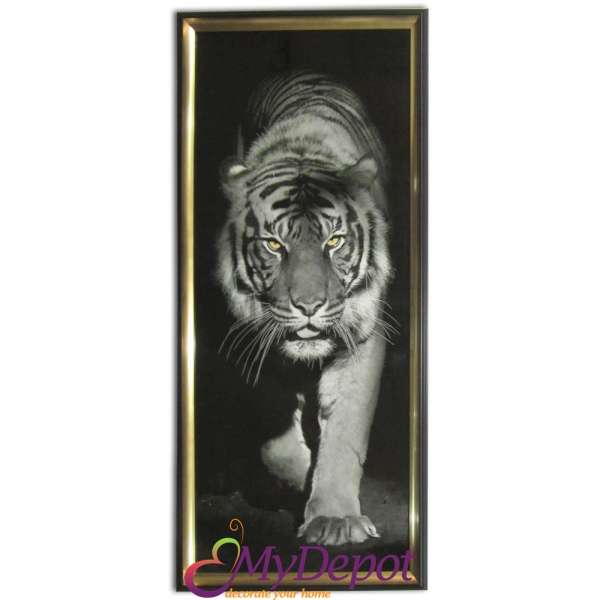 Картина върху канаваца с рамка, тигър, 45х105 см