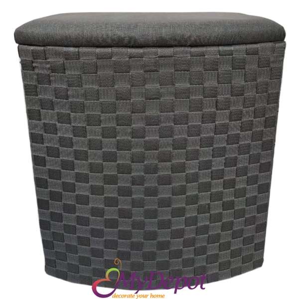 Кош за пране пластик с капак - седалка, черен, 48х36х55 см