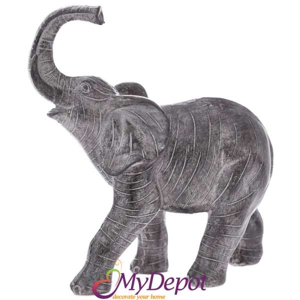 Полирезинов слон, сиво, 18 см 