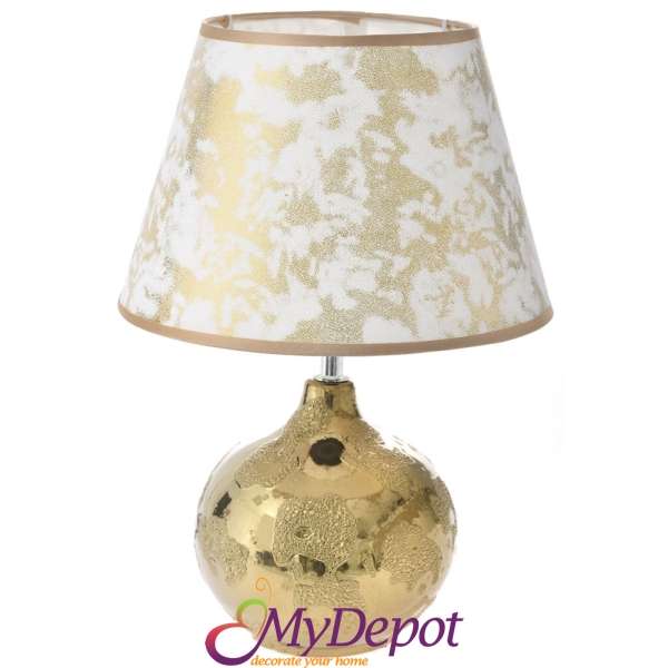 Керамична нощна лампа, злато, 40 см