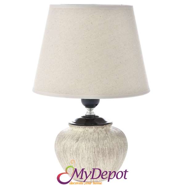 Керамична нощна лампа, бяло, 32 см