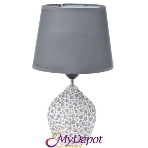 Керамична нощна лампа, сиво, 34 см