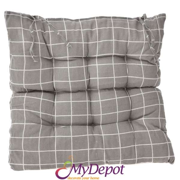 Възглавница за стол, сива, 40х40 см