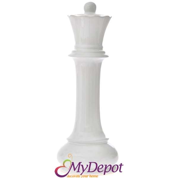 Шах фигура, царица, бяла, 32 см