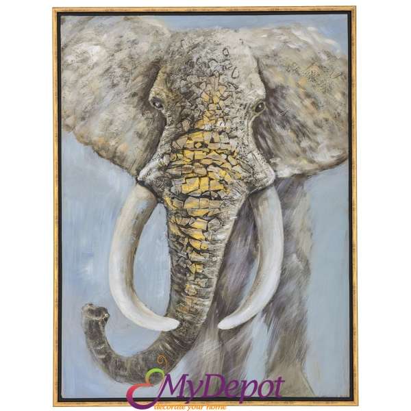 Картина масло с рамка, слон, 95х125 см