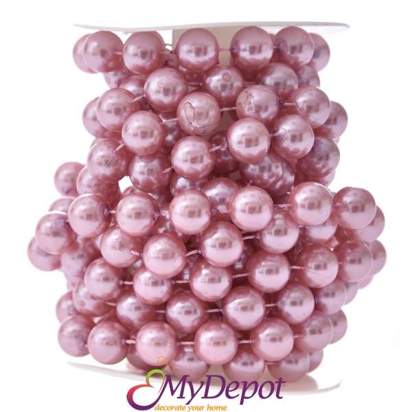 Гирлянд розови перли, 14мм Х 4,5М