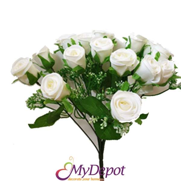 Букет от 18 бели изкуствени рози