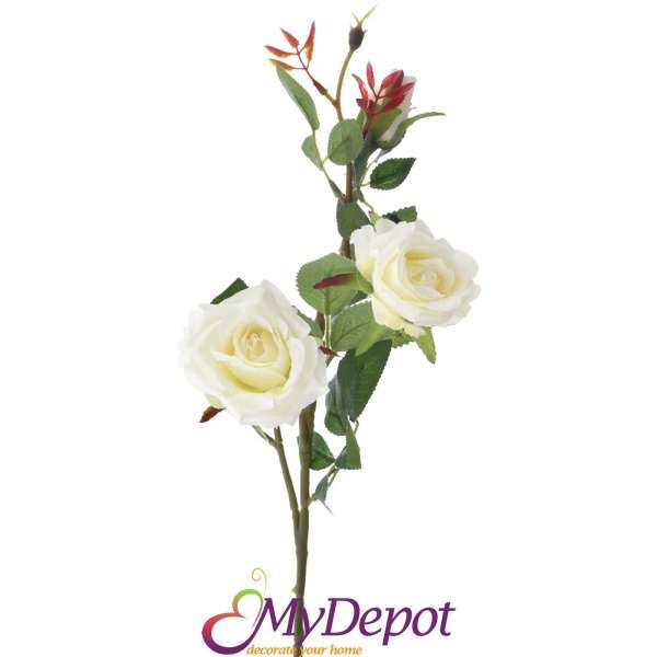 Клонка изкуствени спрей рози, бели, 63 см
