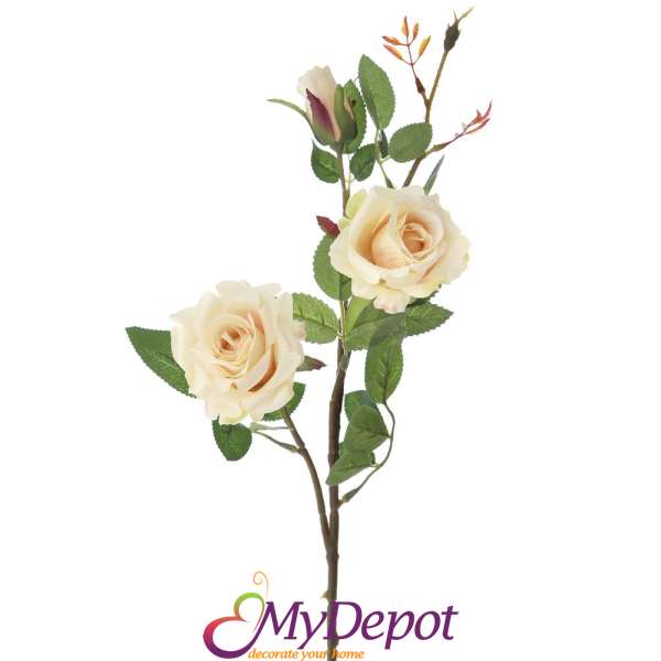 Клонка изкуствени спрей рози, крем, 63 см