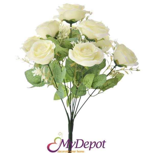 Клонка изкуствени рози, бели, 40 см