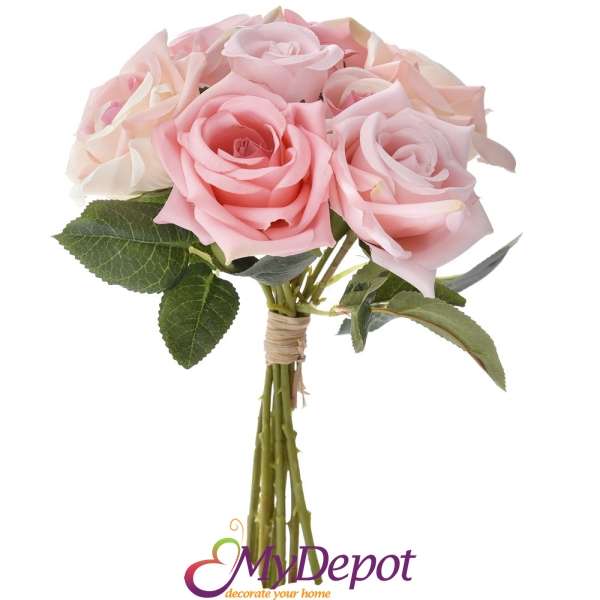 Букет от изкуствени розови рози, 24 см 