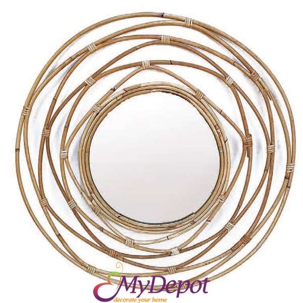 Огледало от преплетени бамбукови пръчки, Ф 60 см